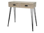 Konsola Loano LO012 w surowym jasnym drewnie z czarnymi nogami 80 cm