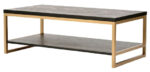 Stylowy Stolik Kawowy Seville SEV05-1 Czarny z Mosiężnymi Nogami 120 cm