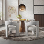 Stół Avola AV2271-50 127cm z 4 krzesłami Leith LET71G Orzech Włoski