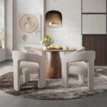 Stół Avola AV2271-50 127cm z 4 krzesłami Leith LET71N Orzech Włoski