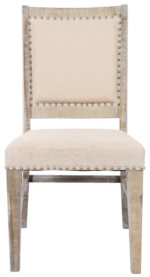 Krzesło tapicerowane Avola w jasnym drewnie shabby-chic z ćwiekami