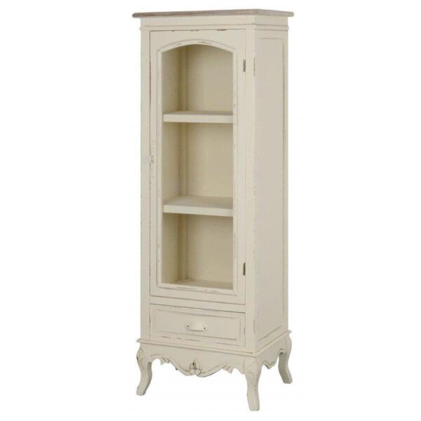 Rystykalna Witryna Rimini RI04 w kremowym kolorze z jasnobrązowym blatem 133x48 cm - obrazek 1