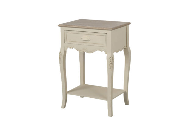 Szafka nocna Rimini RI019 kremowa z jasnobrązowym blatem 47 cm - obrazek 1