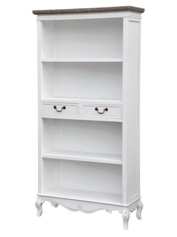 Stylowy regał Rimini White RIW02 z ciemnobrązowym blatem 90 cm - obrazek 1