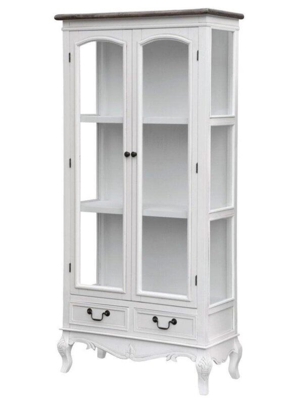 Witryna Rimini White RIW09 w Białym z Ciemnobrązowym Blatem 76 cm - obrazek 1