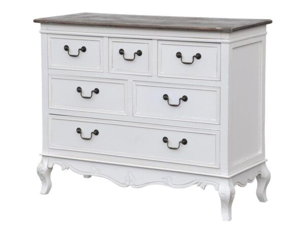 Elegancka Komoda Rimini White RIW024 z Ciemnobrązowym Blatem 110 cm - obrazek 1