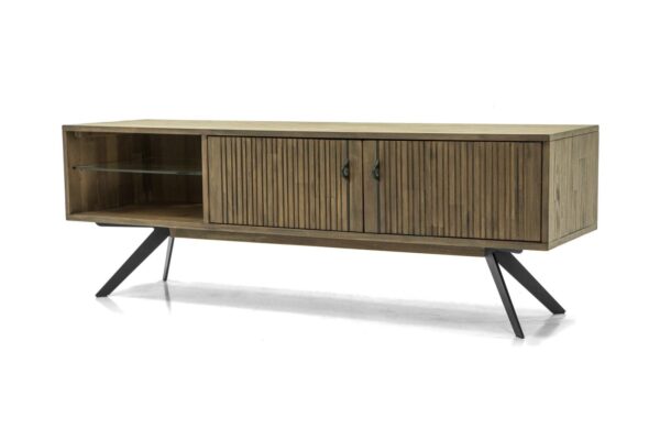 Stylowa Komoda RTV Massa MASL01 w Brązowym z Ciemnografitowymi Nogami 160 cm - obrazek 1
