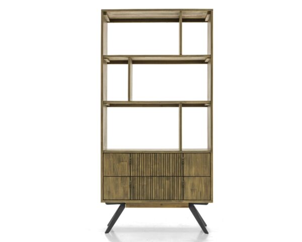 Stylowy regał Massa MASL02 w brązowym kolorze z ciemnografitowymi nogami 90 cm - obrazek 1