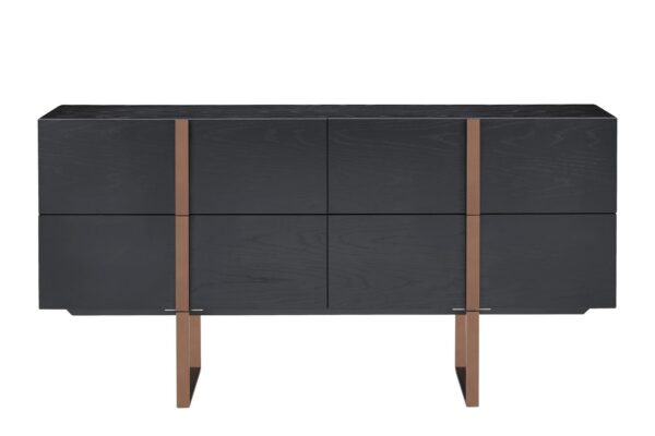 Hudson H02 Komoda Czarny Dąb z Nóżkami Różowego Złota 180 cm - obrazek 1