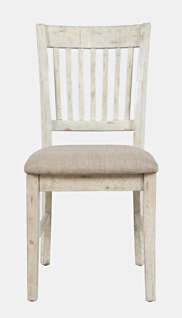 Krzesło tapicerowane kremowe w stylu rustykalnym z przetarciami shabby-chic - obrazek 1